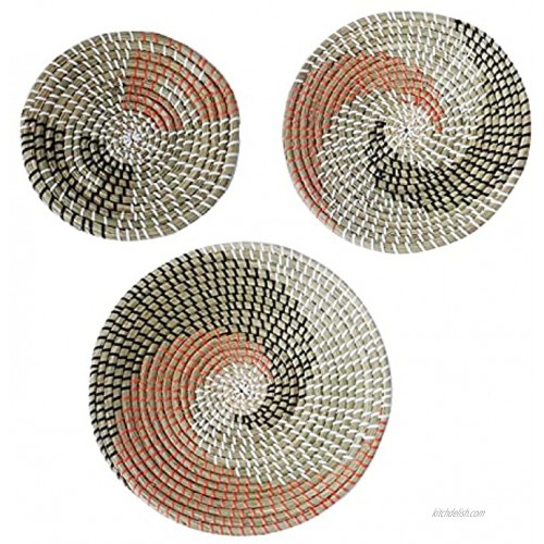 Eazylife 3 Piece Woven Basket Wall Decor Set Flat Round Basket for Decorative Wall Hangings Boho Wall Decor & Unique Room Decor for Living Room