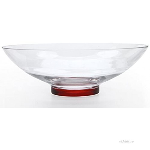 Hosley Clear Glass Bowl with Red Bottom 11.8 Inch Diameter Ideal Gift for Wedding or Special Occasion for Decorative Balls Orbs DIY Projects Terrariums and More. O4