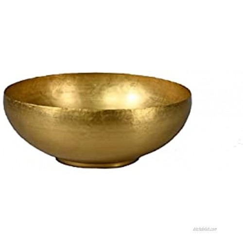 Serene Spaces Living Antique Brass Decorative Bowl Use as Metal Fruit Bowl for Floating Candles Flowers Potpourri Catchall for Entryway Dining Table Home Décor 4.75 Tall & 12 Diameter