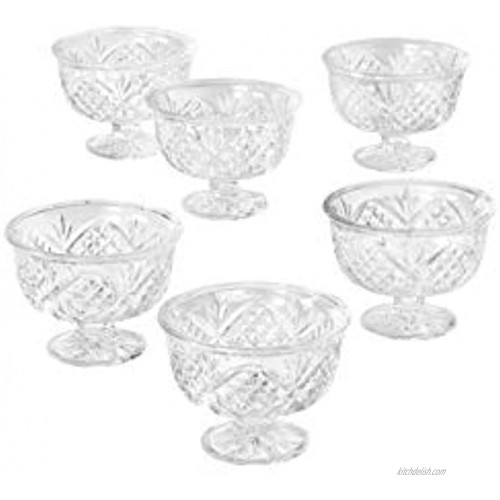 Serene Spaces Living Set of 6 Four Leaf Clover Glass Compote Glass Pedestal Bowl Ideal for Serving Dessert Fruit or Use as Floral Centerpieces Measures 3.5 Tall and 4 Diameter