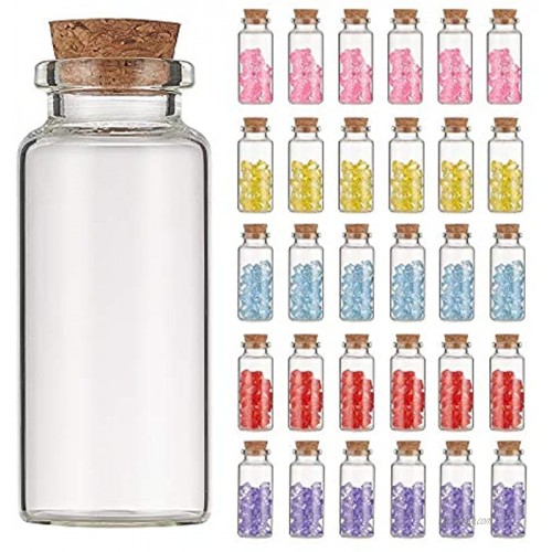 30Pcs Transparent Glass Message Vials with Cork Stoppers Glass Wish Bottles Tiny Small Bottles 30ml