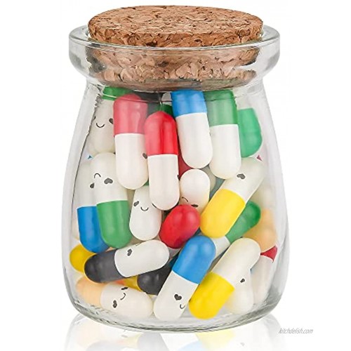 60PCS Love Capsules DIY Creative Paper Mssage Pills in a Wishing Bottles,Cute Smiling Face Capsule PillS Gift for Boyfriend Grilfriend and Graduation,Anniversary Valentines Day Birthday