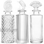 Clear Vintage Glass Bottles with Stopper Embossed Glass Bottles Reed Diffuser Sets Apothecary Flower Bud Vases,Set of 3