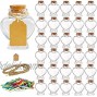 Folinstall 30 Pieces Heart Shaped Small Glass jars with Cork Lids Glass Favor Jars for Wedding Decoration DIY Home Party Favors Extra Coloured Paper Scrolls and Personalized Tag Strings Included