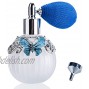 Glass Perfume Bottle with Spray Atomizer+Squeeze Bulb+Funnel,Hand-Painted Butterfly Pattern,Refillable Crystal Atomizer Bottle50ml,Blue