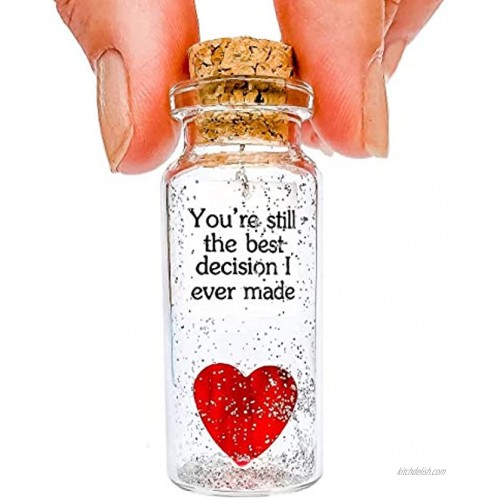 Heart and Message in a Bottle Love Present Romantic Decoration for Boyfriend or Girlfriend Anniversary Wish Jar with Card Heart in a Bottle You're Still the Best Decision I Ever Made