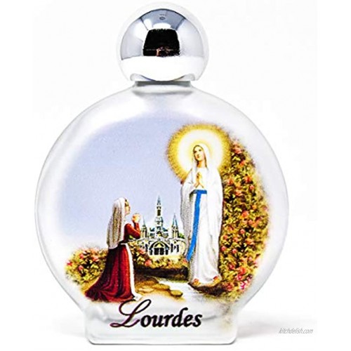 Lourdes Holy Water in Large Round Colorful Bottle containing Lourdes Water
