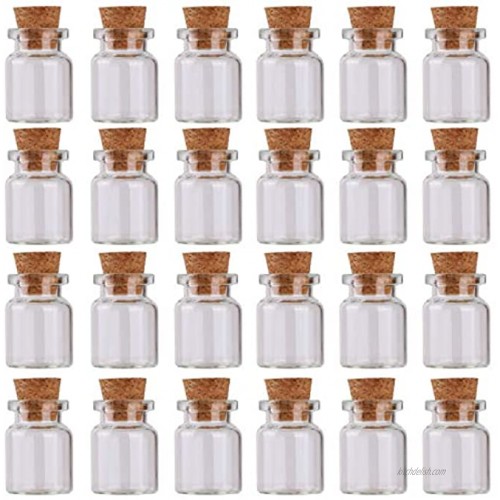 MaxMau 24 Sets of 5ml Small Glass Bottles with Cork Stopper Tiny Clear Vials Storage Container for Art Crafts Projects Decoration Party Supplies
