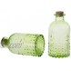 MyGift Vintage Design Embossed Green Glass Bottle with Cork Lid Set of 2
