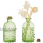 MyGift Vintage Design Embossed Green Glass Bottle with Cork Lid Set of 2