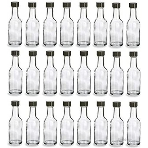Nakpunar 24 pcs 50 ml Glass Liquor Bottles with Black Caps 1.69 oz