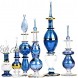 NileCart Egyptian Perfume Bottles All blue 2-5 in Collection Set of 6 Mouth-Blown Decorative Pyrex Glass with Handmade Golden Egyptian Decoration for Perfumes & Essential Oils