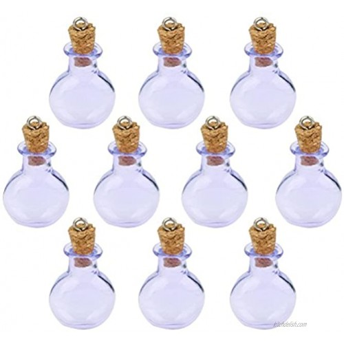 Tinksky Mini Tiny Purple Glass Cork Bottles Round Flat Vial Wishing Bottle DIY Pendants for Wedding Valentine's Day gift DIY Arts Crafts Projects Party Favors Pack of 10