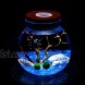 WXLAA 11cm Round Glass Jar Terrarium with Colorful LED Light Cork