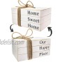 2 Signs in1 Stack Faux Books for Decoration,Decorative Books,White Stacked Farmhouse Decor,Wooden Books,Shelf Decor,Home Sweet Home Our Happy Place Signs,Accents,Rustic Decor 10x6x4 inches
