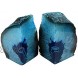 AMOYSTONE 1Pair Teal Agate Bookends 2-3 lbs for Books Small Cut Agate Stone Dyed with Rubber Bumpers