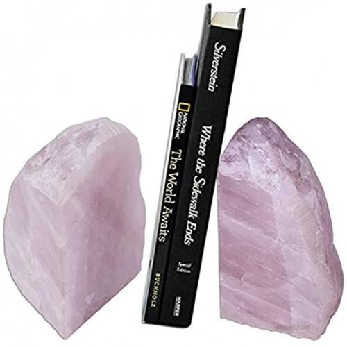 AMOYSTONE Rose Quartz Crystal Rock Bookends Pink Book Ends for Book Office Home 3-4 Lbs 1 Pair