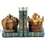 Bellaa 24254 Decorative Bookends Chess King Queen Royal Crown Art Design Book-Ends Bookshelf Home Decor Office Library Gifts Golden Heavy Duty Non Skid 6 Inch