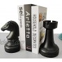 Chess Piece Bookends 6.7Inch Tall Classic Decorative Resin Book Shelf Organizers with Knight and Rook Book Stopper Chese Piece