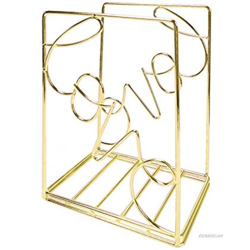 Chris.W 1 Pair Metal Wire Love Bookends Decorative Metal Book Ends Supports Dividers for Shelves Unique Geometric Design Gold