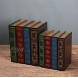 Chris.W Wooden Antique Book-Like Bookends with Hidden Storage Box Classic Decorative Library Book Ends Set of 2Large + Small