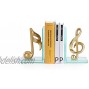 Danya B. DS840 Decorative Gold Musical Notes Glass Bookends for Musicians and Music Lovers