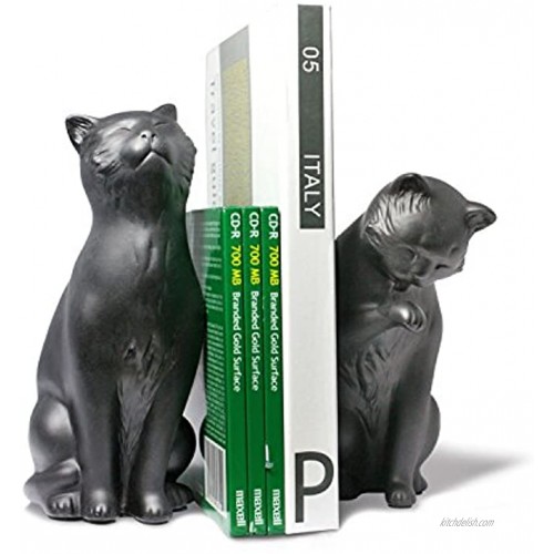 Danya B. NY8022B Feline Shelf Decor Decorative Cat Bookend Set for Cat Lovers – Black
