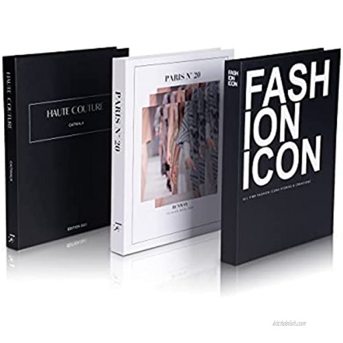 Decorative Books Set of 3 Designer Book Decor Inspired – Fake Books for Coffee Table Books Fashion Book Decor and hardcover Decorative Book Stack for Decor Books