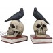 Ebros Edgar Allan Poe Harbinger of Doom and Bad Omens Raven Crow Perching On Skull with Ancient Book Pair of Bookends Statue 7.5 Tall Bibliography Gothic Macabre Ossuary Figurine As Halloween Decor