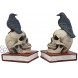 Ebros Edgar Allan Poe Harbinger of Doom and Bad Omens Raven Crow Perching On Skull with Ancient Book Pair of Bookends Statue 7.5 Tall Bibliography Gothic Macabre Ossuary Figurine As Halloween Decor