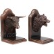 Ebros Wall Street Stock Market Bull and Bear Head Bookends Statue Set in Bronze Electroplated Resin Finish Investors Money Managers Stock Exchange Professionals Bulls VS Bears Animal Decor Figurine