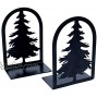 Hômbase Decorative Bookends for Heavy Books Paperbacks Hardcovers Encyclopedias Cookbooks Beautiful Spruce Tree Heavy Duty Anti-Slip Metal Book Stoppers Holders for Bookcase Bookshelves Black