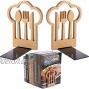 Jetec Decorative Kitchen Bookends Wooden Cookbook Bookends Kitchen Counter Decor Fork Knife Spoon Wood Book Shelf for Office Home Files Magazine Kitchen Book Holders