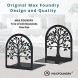 MAXFOUNDRY Bookends Pair Book Ends to Hold Books Tree of Life Design Home Office & Bookshelf Decorative Book Stopper Rust-Proof Metal & Anti-Slip Shelves Bookend Support Holder Black