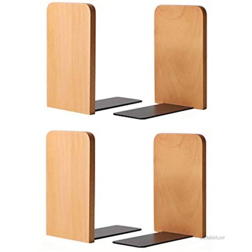 Muso Wood Natural Beech Wood Office Desktop Bookends Wooden Art Bookend for Book Stand,5.1 H x 3.2 W x 4 L Beech-2Pairs