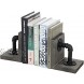 MyGift Industrial Pipe & Gray Wood 6-Inch Metal Bookends 1-Pair