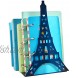 One Pair Creative Paris Eiffel Tower Book Organizer Metal Bookends for Kids School Library Desk Study Home Office Decoration Gift Blue