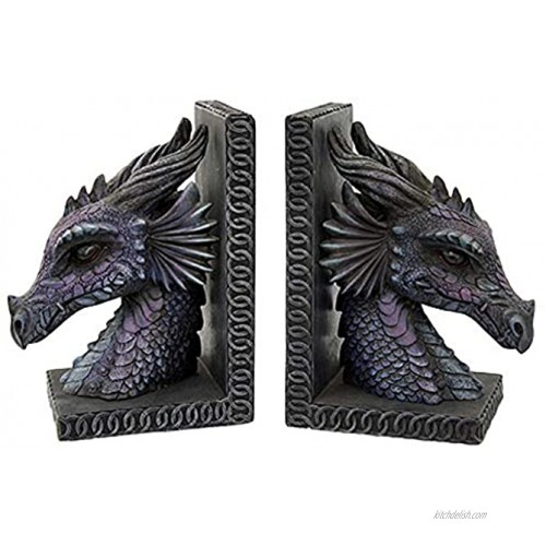 Pacific Trading Gothic Purple Dragon Bookends Mystic Book Ends Set Evil