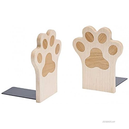 Pandapark Wood Paws Bookends,Nature Coating,Decorative Bookend Paws-Maple
