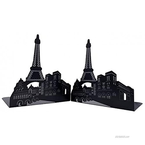 Pivizon One Pair Fashion Modern European American Architecture Landmark Theme Thickening Iron Metal Bookends Decorative Book End Paris Eiffel Tower