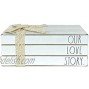 Rae Dunn Faux Decorative Books with Written Messages White Distressed Wood Decoration for Old Vintage Antique Farmhouse Boho Designer Style Book Ends Book Shelf Decor Items Door Stopper
