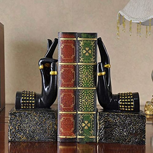 TimeStamp Decorative Bookends,Rustic Unique Hands Sculpture Book Ends Stoppers Holder Nonskid for Home Shelves,Polyresin,4.3 x 3.2 x 9.3 Inches,Set of 2