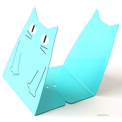 TOBSON Cute Cat Heavy Duty Bookend Nonskid Bookends Art Decoration,A PairsBlue