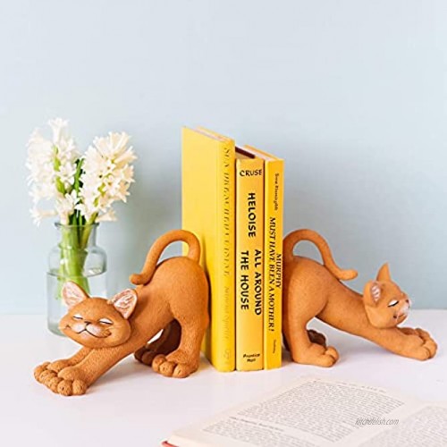 Whimsical Orange Cats Smiling Decorative Bookends Set Happy Cat Collection Cat Lover Gifts for Women Cat Lover Gifts for Men Decorative Bookends Home Office Decoration