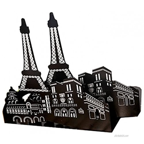 Winterworm One Pair Vintage Fashion European Architecture Style Thickening Iron Library School Office Home Study Metal Bookends Book End Paris Eiffel Tower