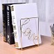 Yagote 1 Pair Desktop Bookends Metal Hollow Book Ends Wire Metal Book Stand for Home Bedroom Decor Office Supplies Gold